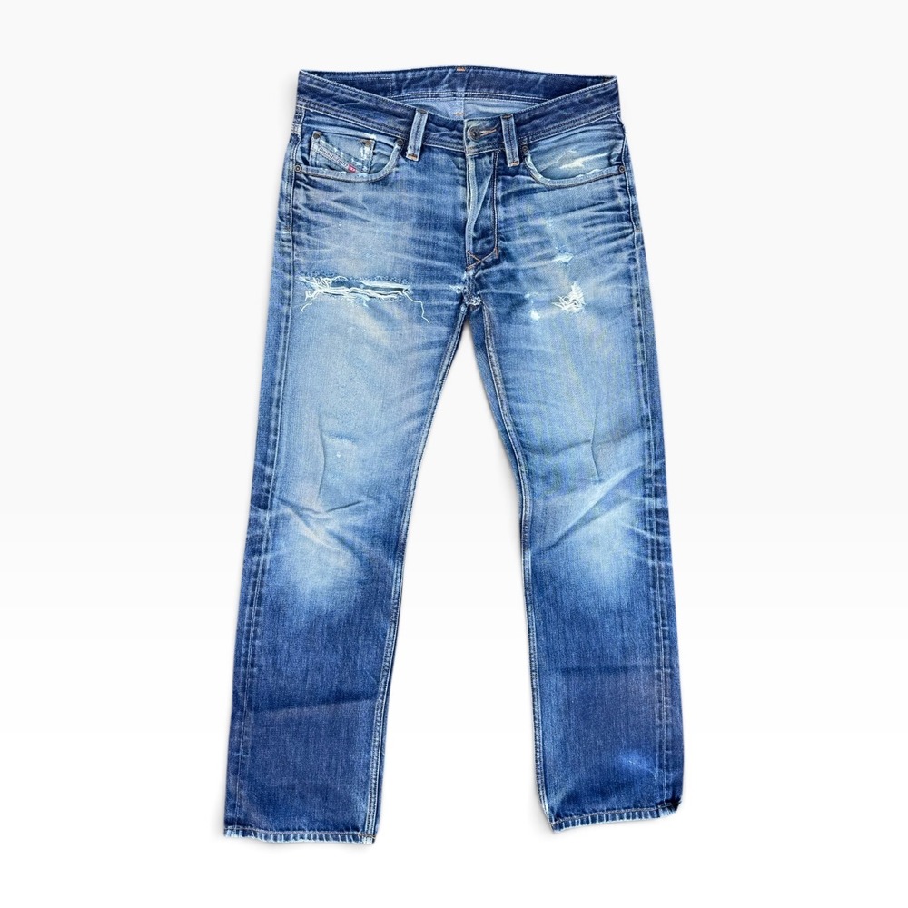 Diesel Larkee 73N Mens Straight Leg Distressed Blue Denim Jeans Size 30